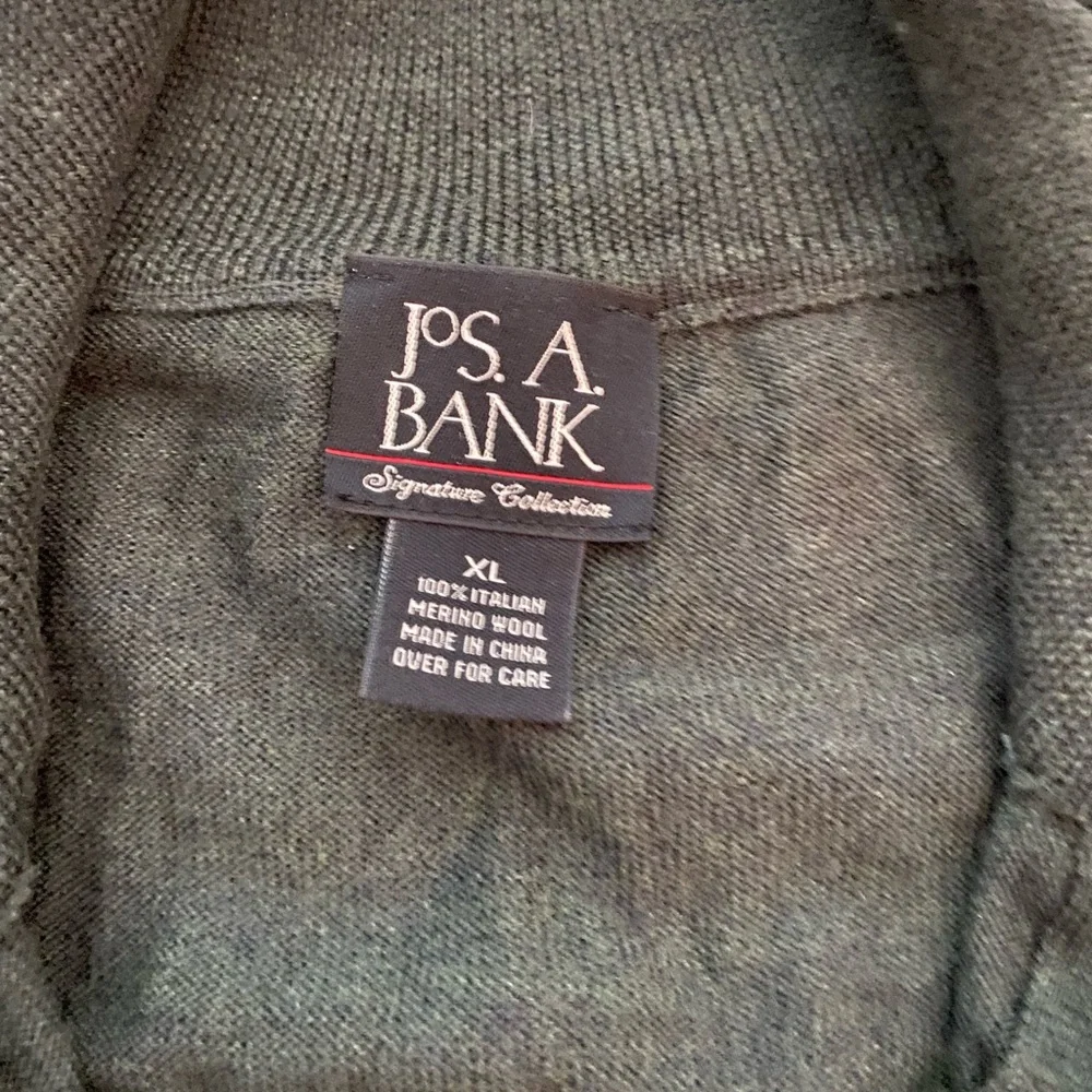 Jos. A. Bank Signature Collection Dark Green Wool 1/4 Zip Sweater Size XL